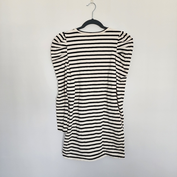 Rebecca Minkoff Dress Womens XS Black and White Striped Mini Puff Sleeve - Picture 3 of 5